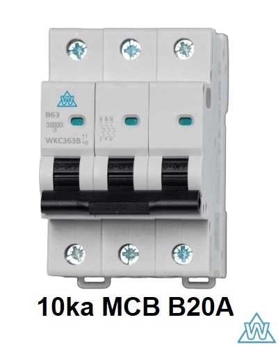 Wced 3Pole MCB 20a B≡Curve 10ka⨈