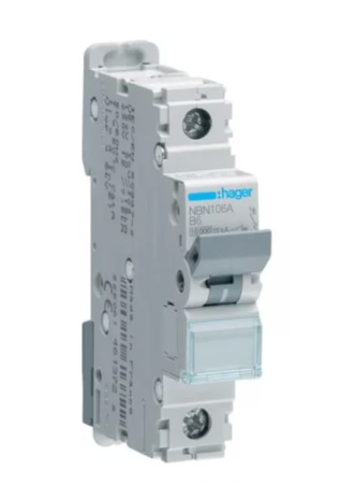 Hager MCB 10A B 10KA 1P NBN106A