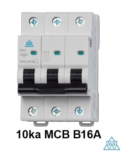 Wced 3Pole MCB 16a B≡Curve 10ka⨈