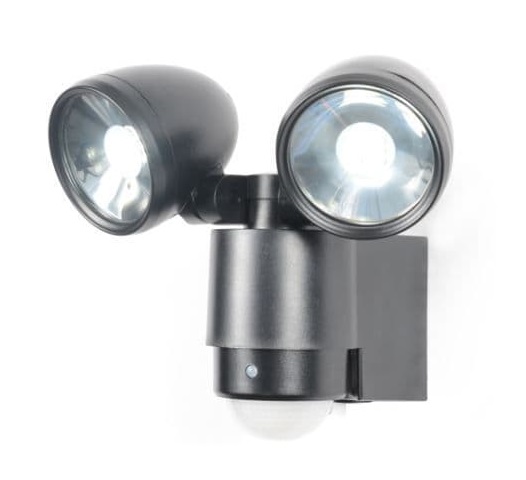 [29SPS203B] Led Twin Adj Pir 2x10w IP44 23454 BK