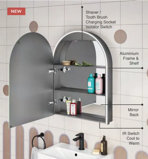 [47Ml.MSCAELI60BL] Elin60 600 Led Mirror Cab Black Frame