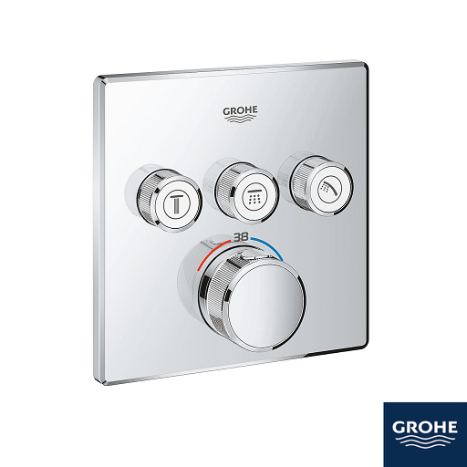 Smart Therm 3Way Sq Trim ◭Chrome