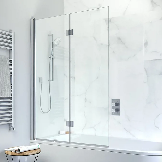 Polo Bath Screen 1000 2Pnl Curvd With Shelves OC*OUT OF STOCK*sale Knocept