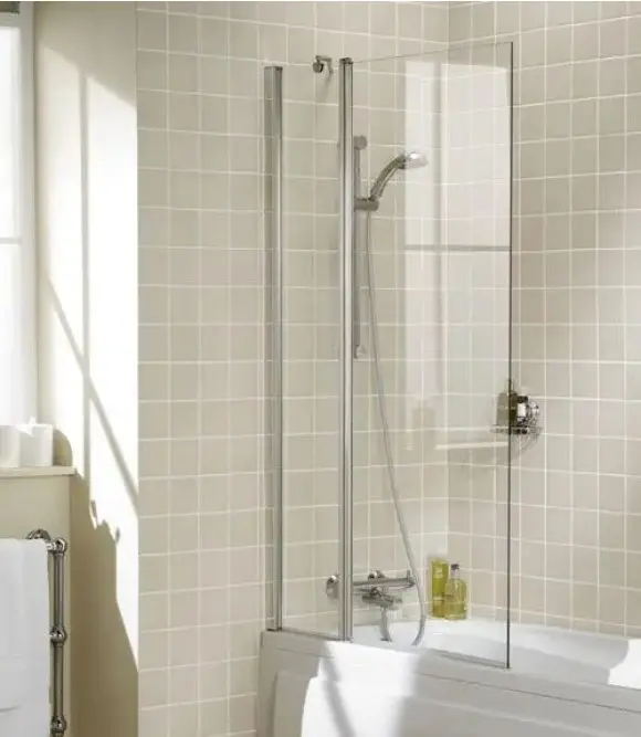 Wave Bath Screen 2Panel 94-97cm Square Sil