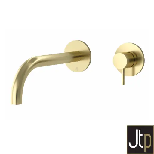 Vos Wall Basin Mixer 200 DH Handles Brushed Brass