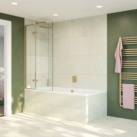 Optix10 900 Bath Screen Single+inline Pnl ◈BruBrass LH/RH?