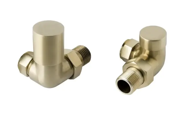 Vos Rad Valve Corner Pair Brushed Brass