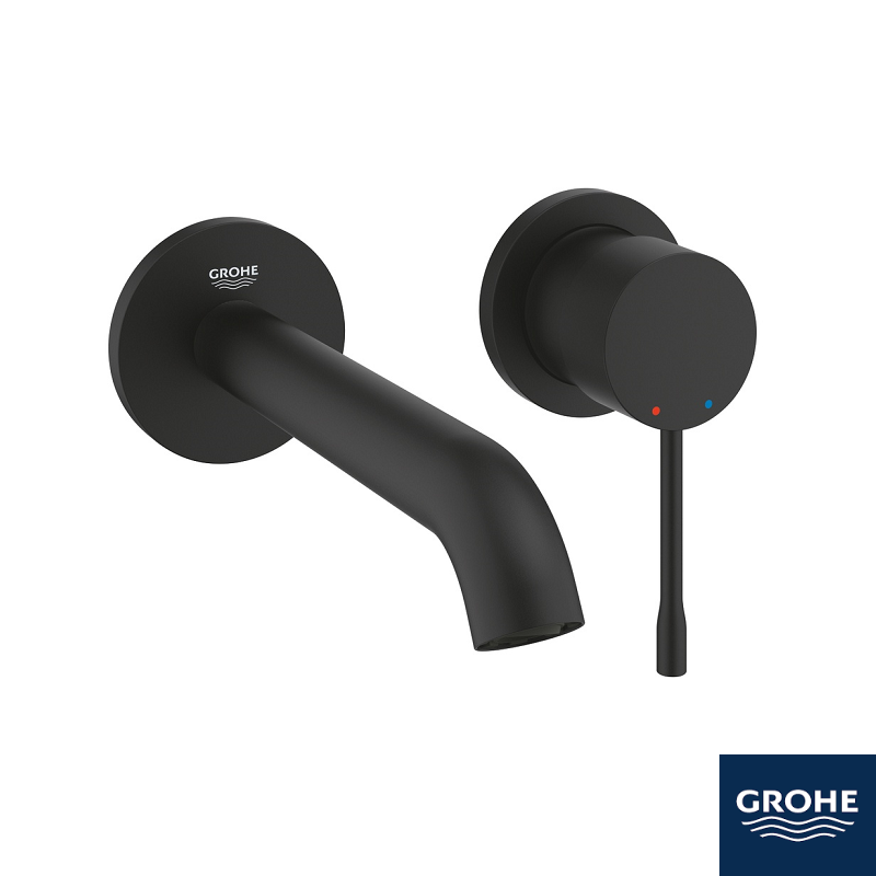 Essence 2Hole Basin Mixer Wall Matt Black