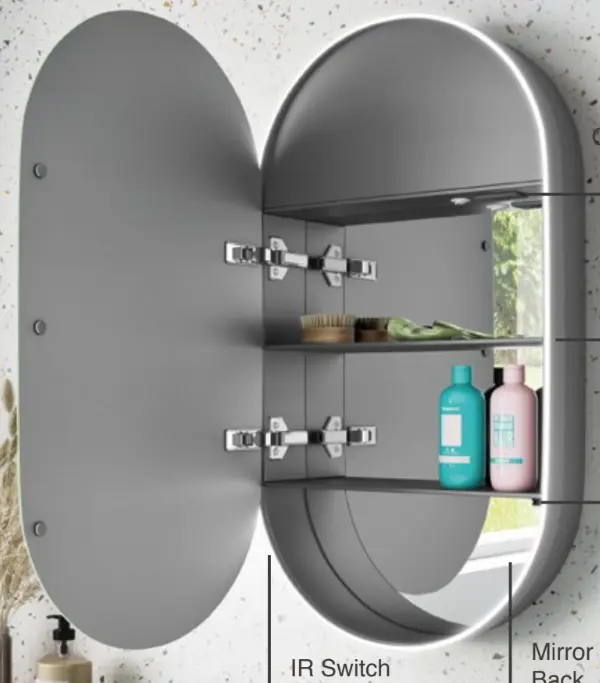 Nia 800Hx450W Led Cabinet Grey Frame