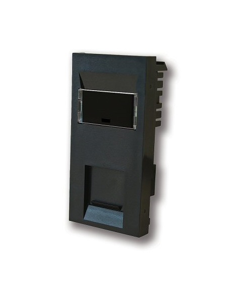 [25MMB.Cat6] Euro Module RJ45 CAT6 Black