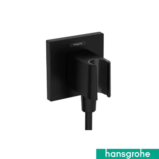 FixFit Porter E Shower Outlet Elbow & Holder *Square* Matt Black