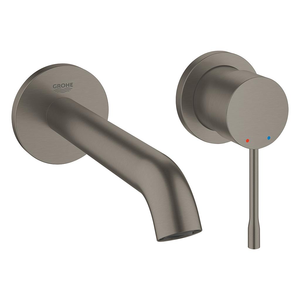 [422Gr.19408AL1] Essence Basin Mixer Wall Mount 2Hl 183mm Brushed Hard Graphite