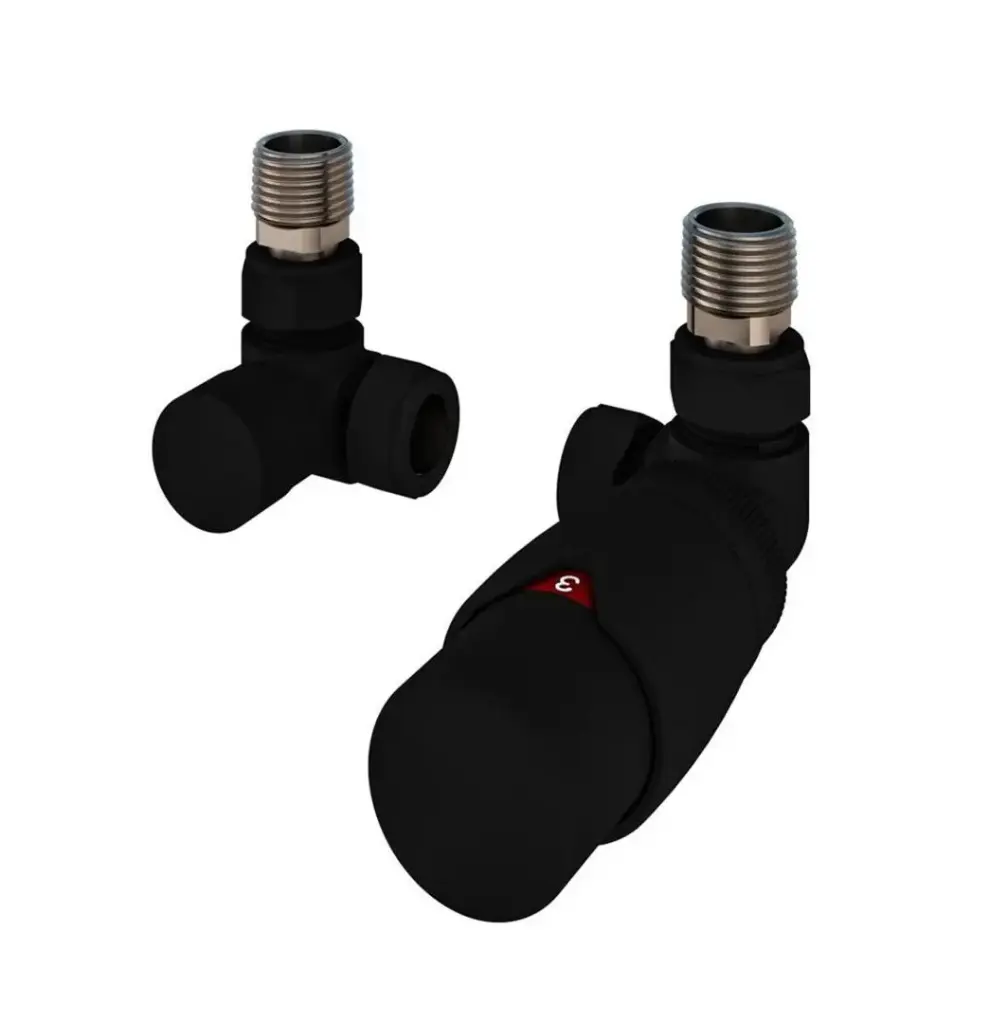 TRV Corner Designer Rad Valve Matt Black