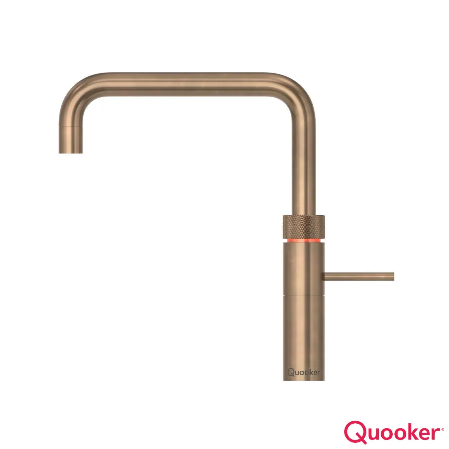 [34Q3FS.PB] Quooker Fusion *3in1* Square Patinated Brass - Tap + PRO3-EQ B tank