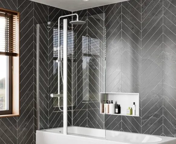 [43B2Cr.CABDSC1150_V2] Clear6 Bath Screen 1150 Double Silver