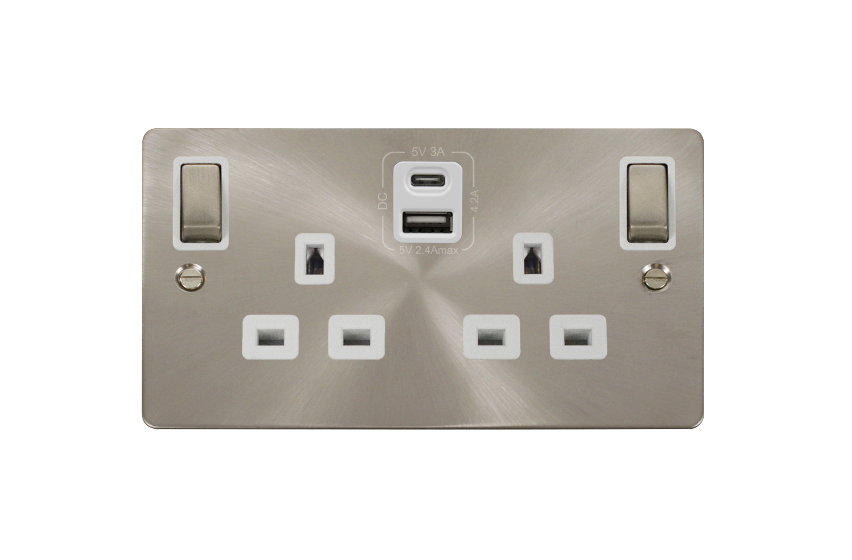 USB-Skt Fast Ctype 2g 13a Def Sbr WH FPBS586WH