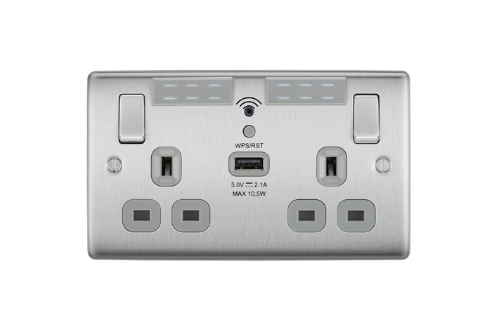 [25BDS.32.WIFIUSB] WIFI EXT Skt 2g 13a Dp +USB-Bg Curve BS Grey NBS22UWRG-01