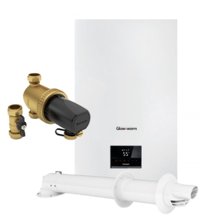 [16cgc28] Combi GlowWorm Compact 28C + Filter + Horz Flue 5yr 626hx400hx270d