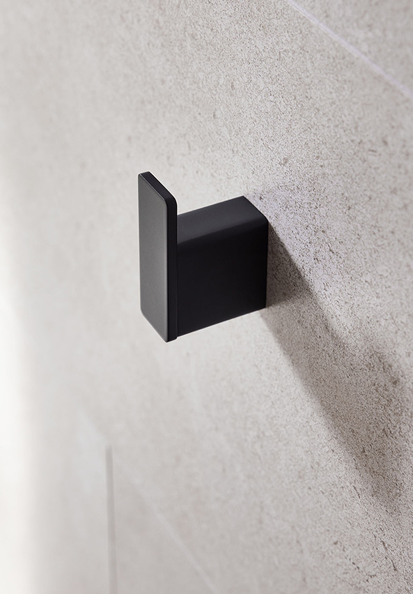 [48Mi.8411B] Miami Robe Hook Single Matt Black⫒