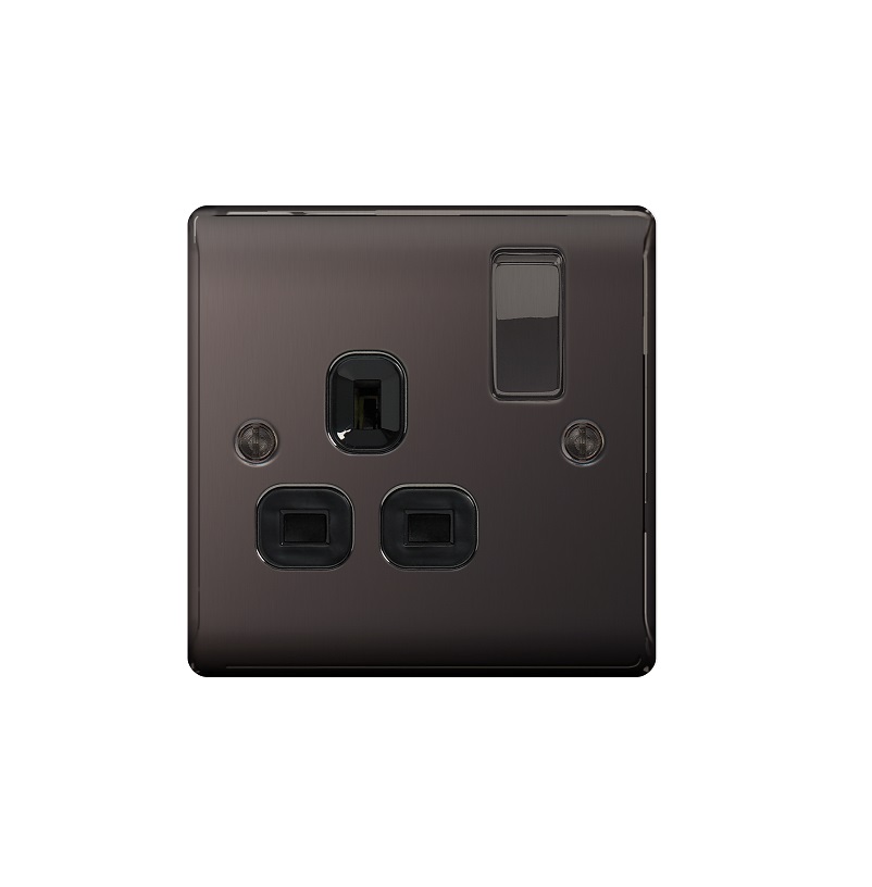 [25BDN.31] Socket 1g 13a Dp Bg BlkNick Raisd NBN21B-01