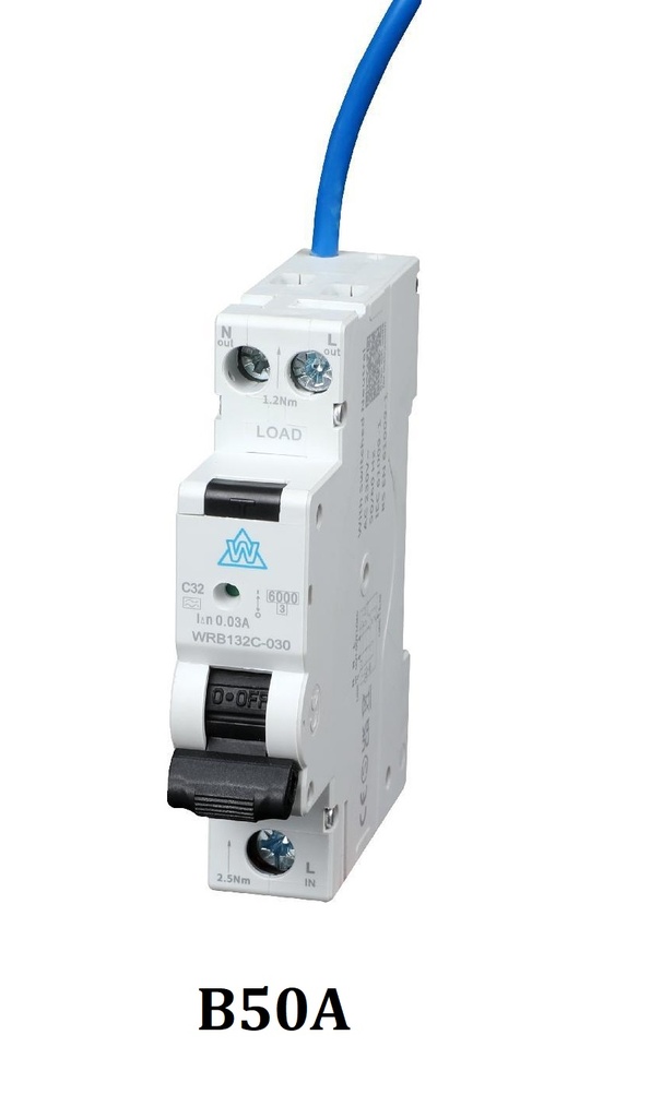 Wced Mini RcBo 50A 30ma B curve ⨈WRB150B-030