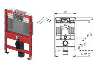 [459Te.9400304] Tece Wc Frame 0.82 Front & Top