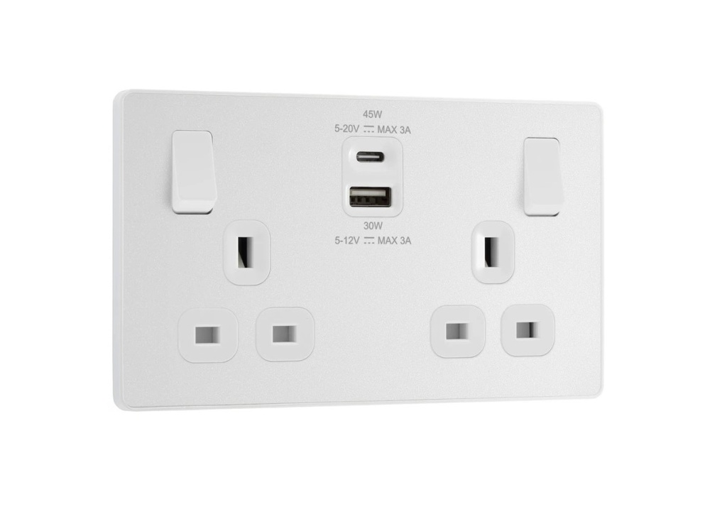 [25BVPW.32U45AC] Evolve Socket 2g U45w-USB AC Pear Whi PCDCL22UAC45W-01