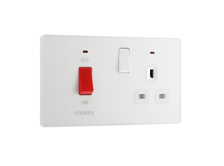 [25BVPW.57] Evolve Cooker Sw+Socket.Neo PearLWhite 	PCDCL70W-01