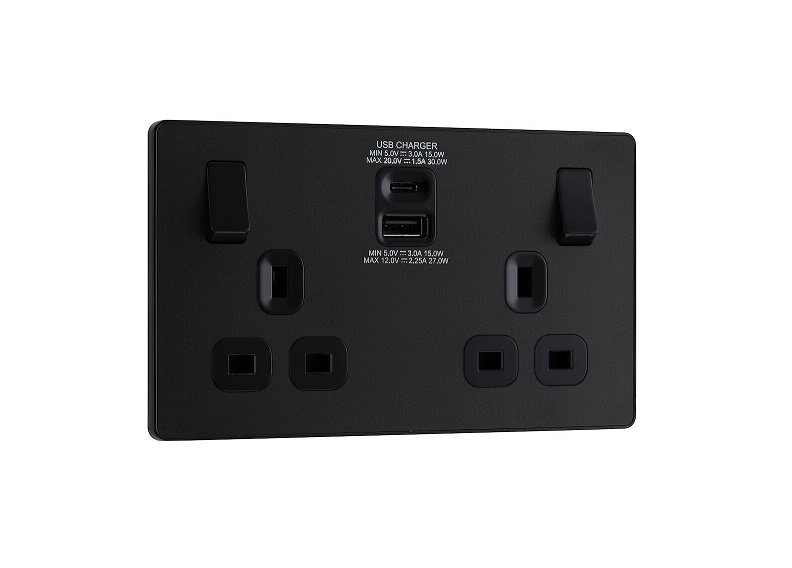 [25BVMB.3Ac45] Evolve Double Skt U45w AC Matt BLk PCDMB22UAC45B-01