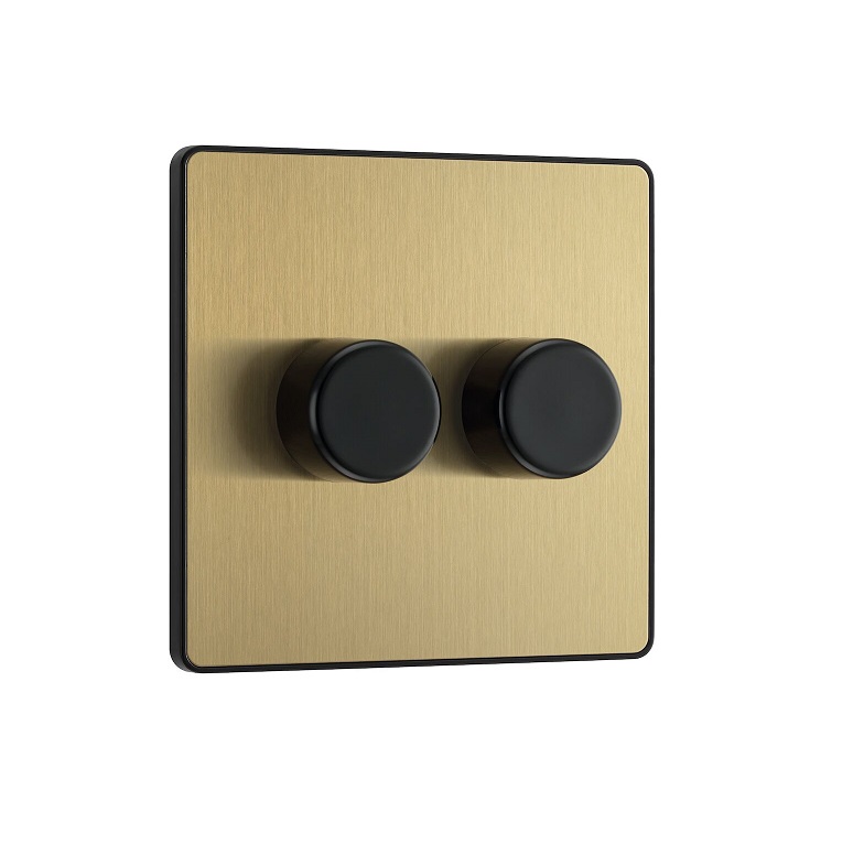 [25BVSBr.02] Evolve Dimmer 2g LED 5-100w SatinBrass 	PCDSB82B-01