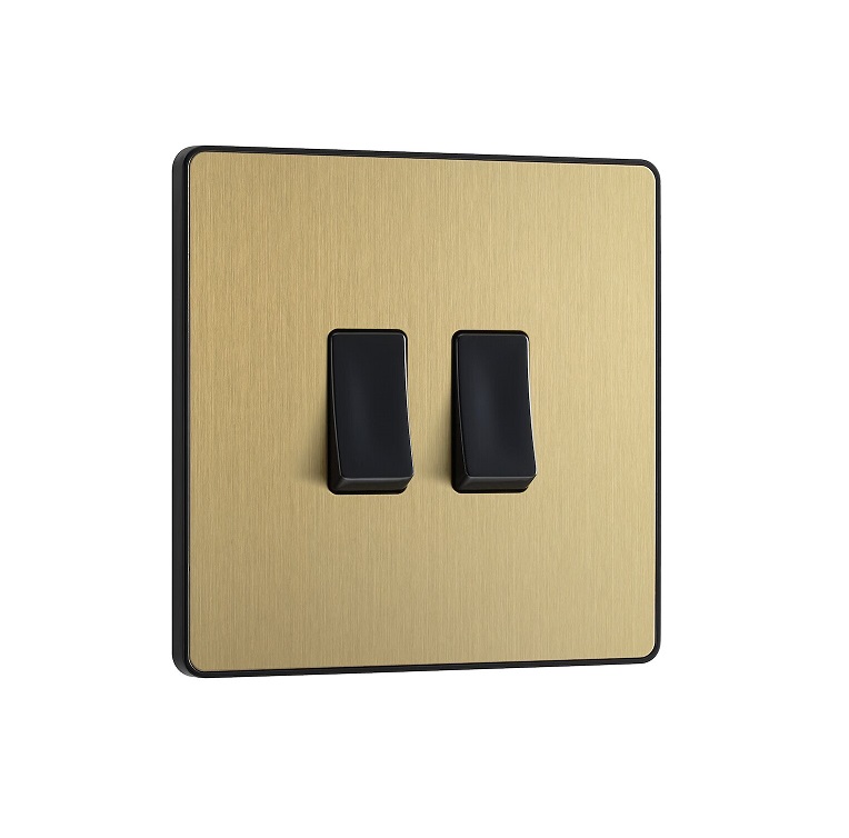 [25BVSBr.12] Evolve Switch 2g 2w SatinBrass PCDSB42B-01