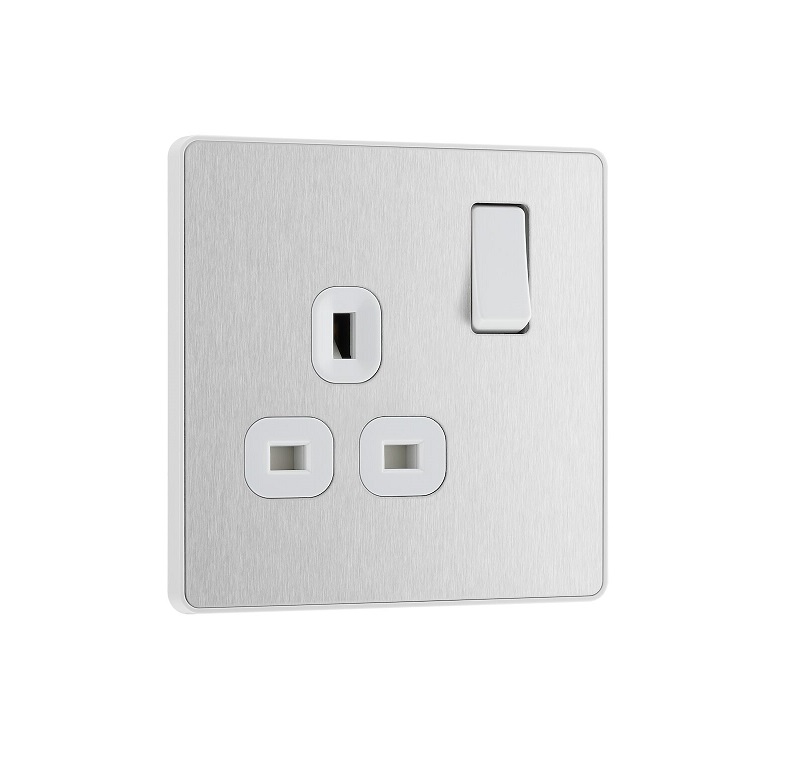 [25BVSB.31] Evolve Socket 1g 13a Dp BrushSteel PCDBS21W-01