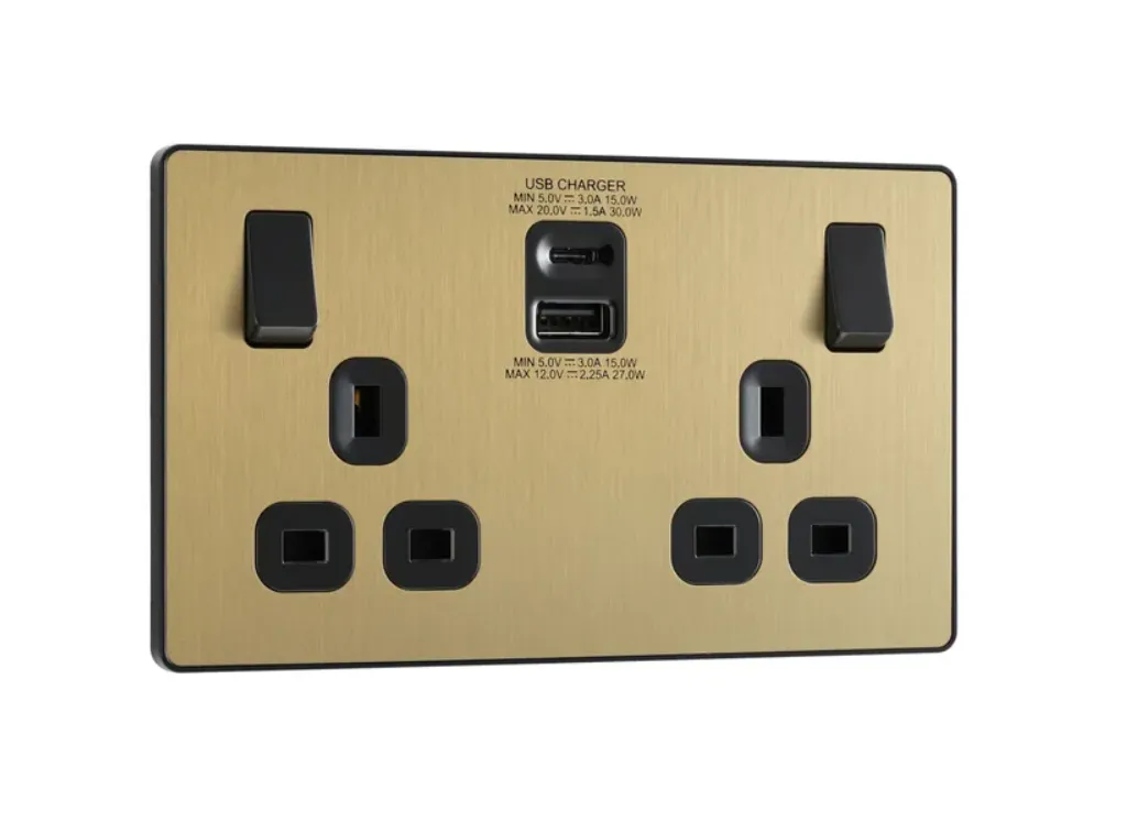 Evolve Double Skt U45w A+C SatinBrass   PCDSB22UAC45B-01