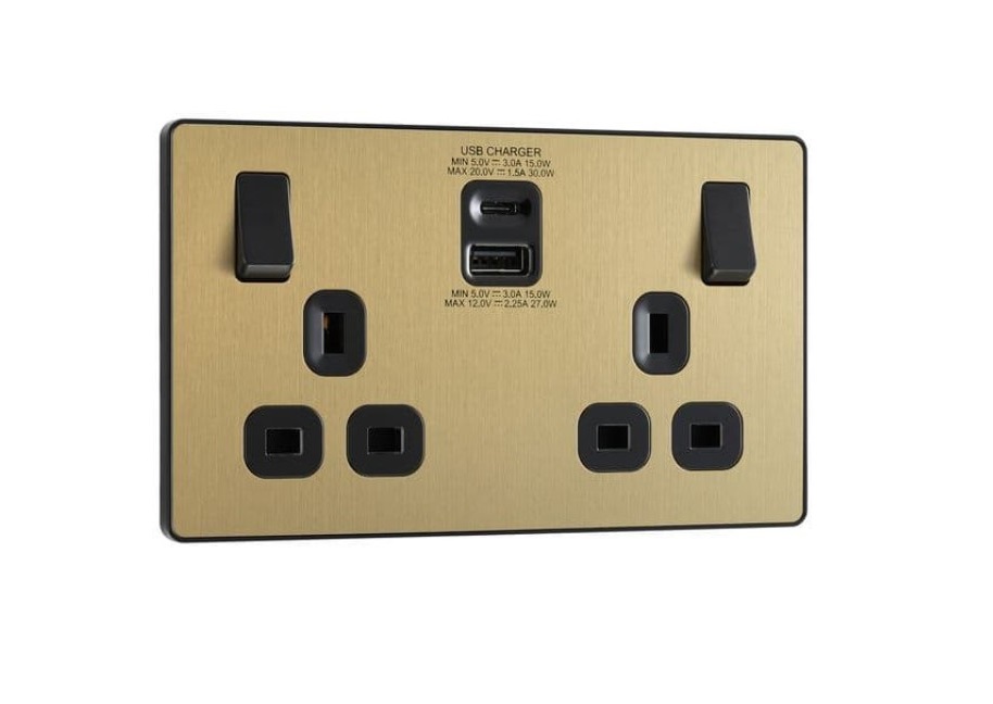 Evolve Double Skt U45w A+C SatinBrass PCDSB22UAC45B