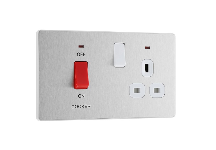 Evolve Cooker Sw+Socket.Neo BruSteel 	PCDBS70W-01