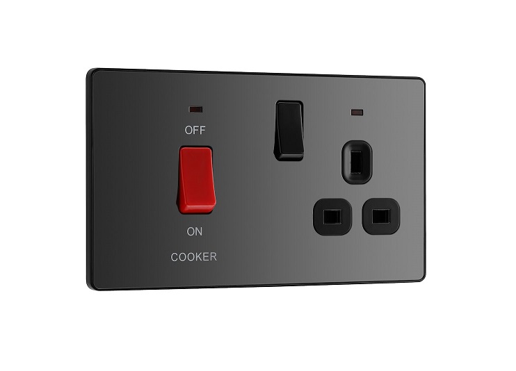 Evolve Cooker Sw+Socket.Neo BLkChrome PCDBC70B-01