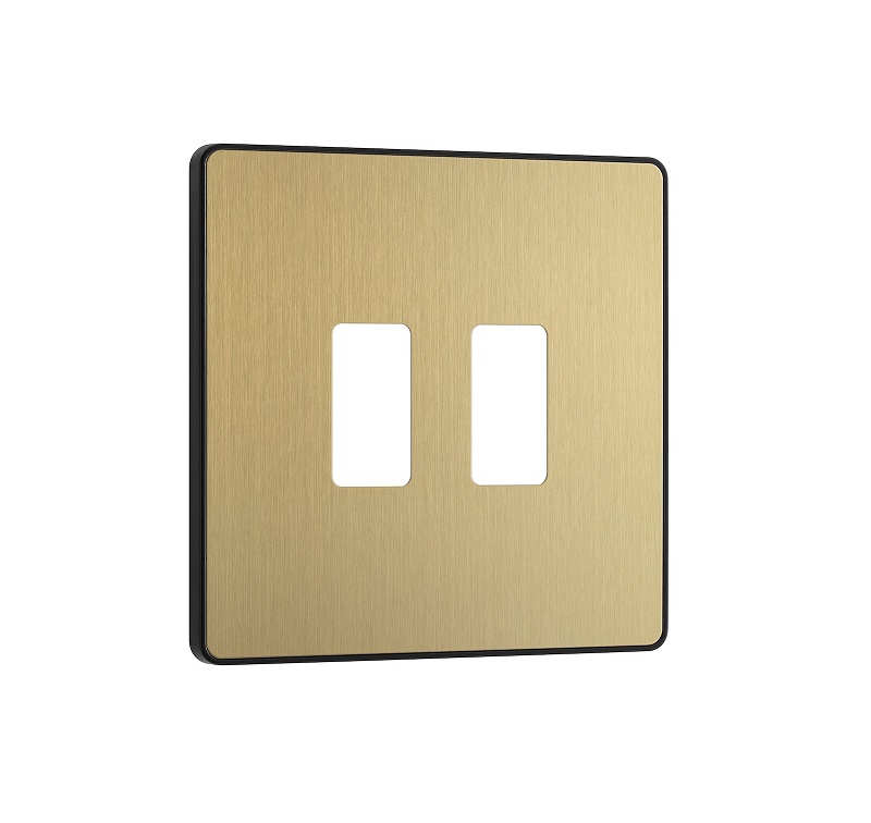 [25BVGSBr.1x2] Evolve Grid 2g Cover SatinBrass RPCDSB2B-01