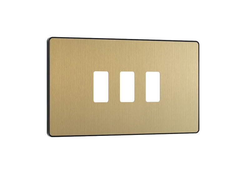 [25BVGSBr.1x3] Evolve Grid 3g Cover SatinBrass RPCDSB3B-01