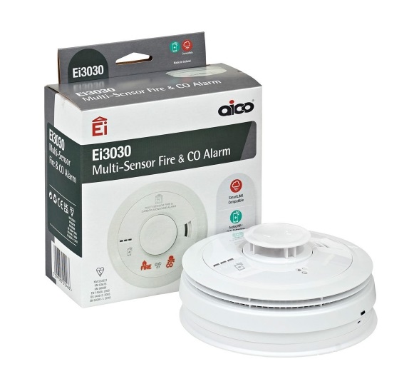 [26SA3030] Alarm Smoke,Heat & CO Detector 10yr B/Backup Aico EI3030