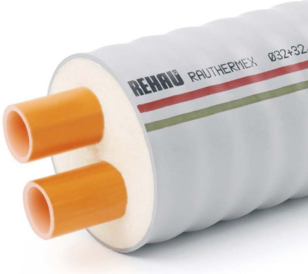 [16HU32201RX] Rehau RauThermex DN32+32 111mm Pre-Insulated TwinPipe Per Mtr (add £50 deliv)