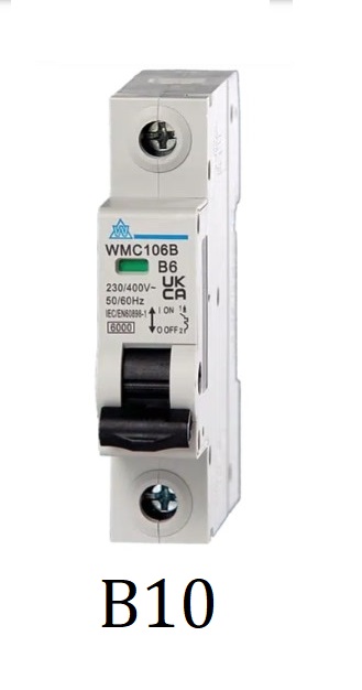 Wced MCB 10A B curve 6ka⨈