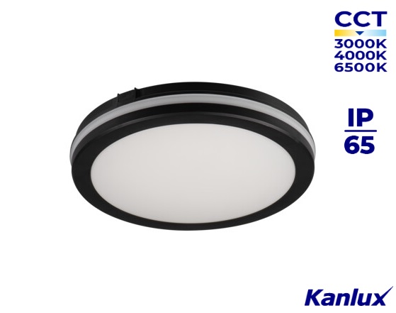 [29CAk.38381] Drum IP65 12W BENO CCT LED Bulkhead Bk 38381
