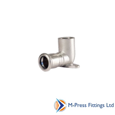 M Press SS 15mm WallPlate Elbow 90° 1234015012