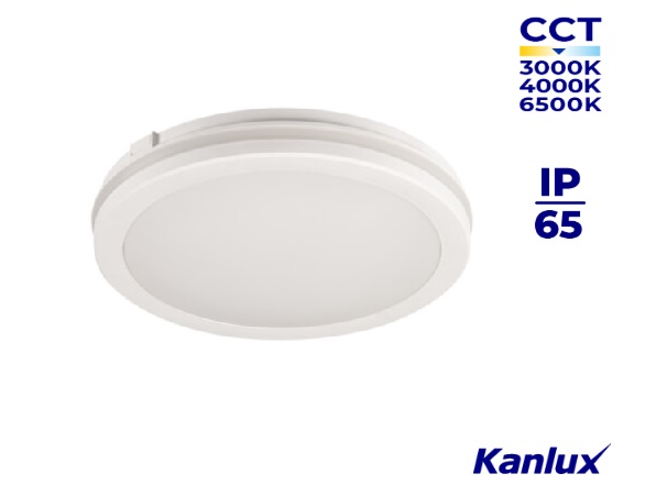 [29CAk.38380] Drum IP65 12W BENO CCT LED Bulkhead Wh 38380 