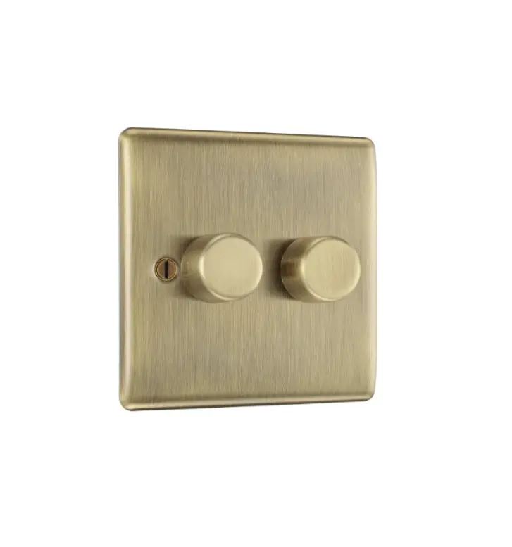 [25BDSAB.02] Dimmer 2g LED 50w Bg AntBrass Raisd NAB82-01