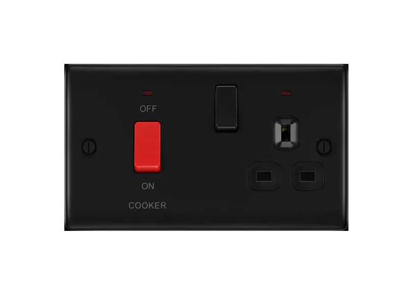 [25BDMbk.57] Cooker 45a Socket+Neo MattBlack Raisd NFB70B-01 